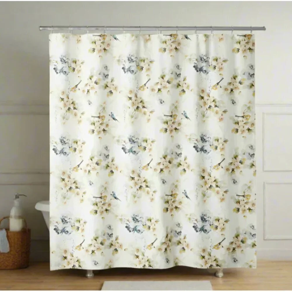 Hudson Bay Vintage Flower Shower Curtain Cotton Floral 72x72 Abigail Square